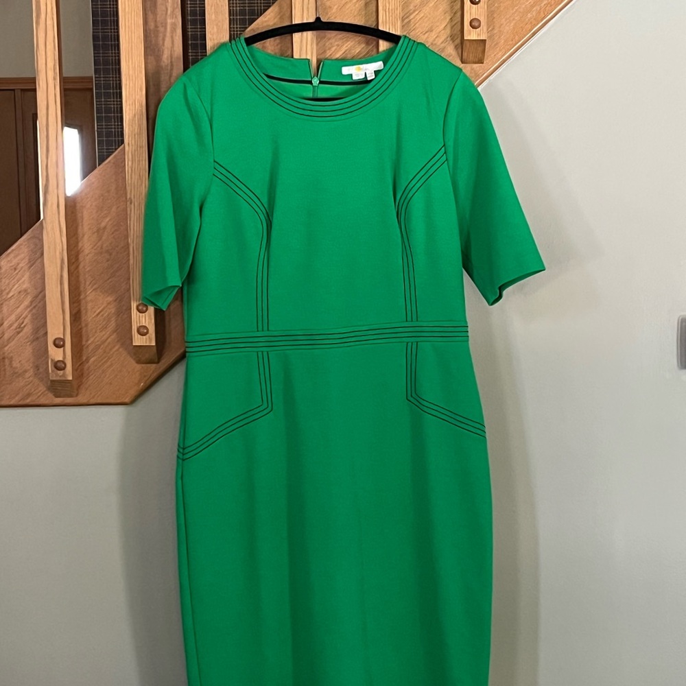 Boden Green Dress with Navy contrast stitching NWOT Size 12R